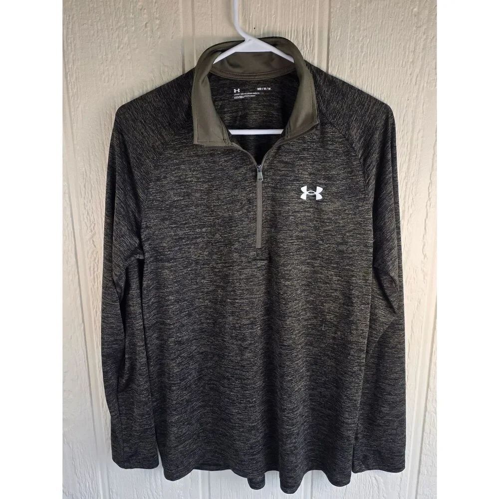 Men's Under Armour Men’s Green Charcoal Heather 1/4 Zip Performance Pullover, M